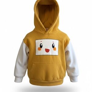 LankyBox Boxy Hoodie Youth Small YS Yellow White Pullover Sweatshirt